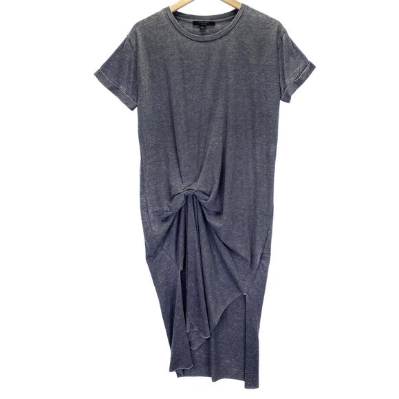 AllSaints Rivi T-Shirt Midi Dress Women M Gray Jersey Asymmetrical Hem Lagenlook - Picture 1 of 9